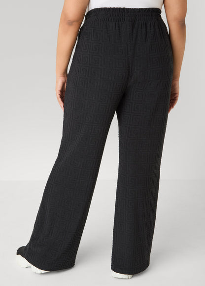 Ashley Stewart Greek Key Wide Leg Pants Coffee Bean