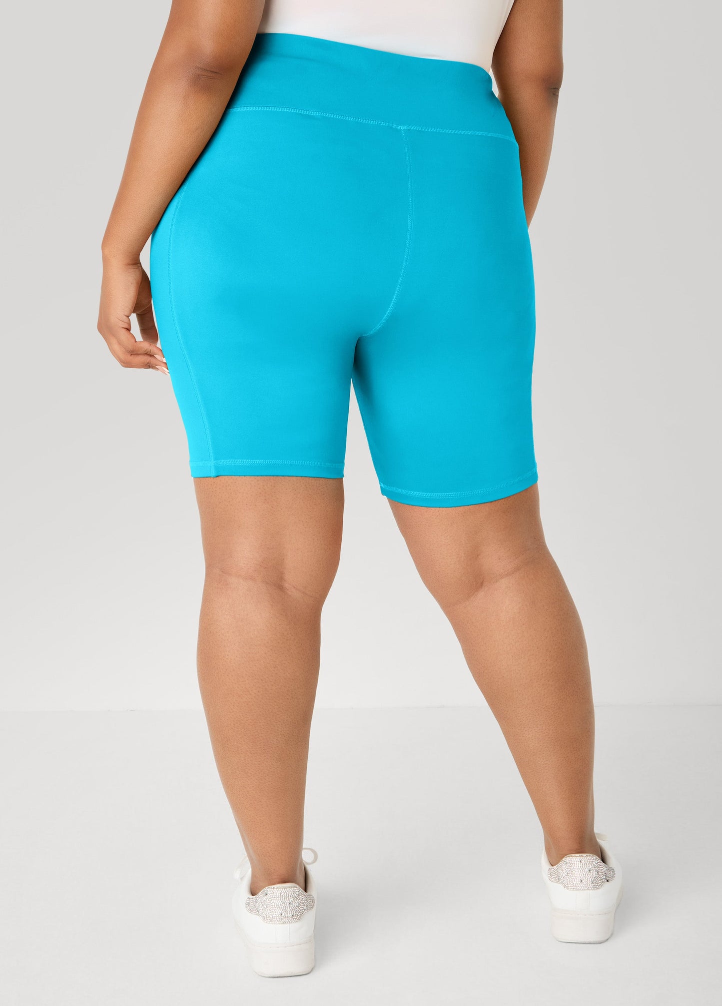 Ashley Stewart Phone Pocket Biker Shorts Caribbean Sea