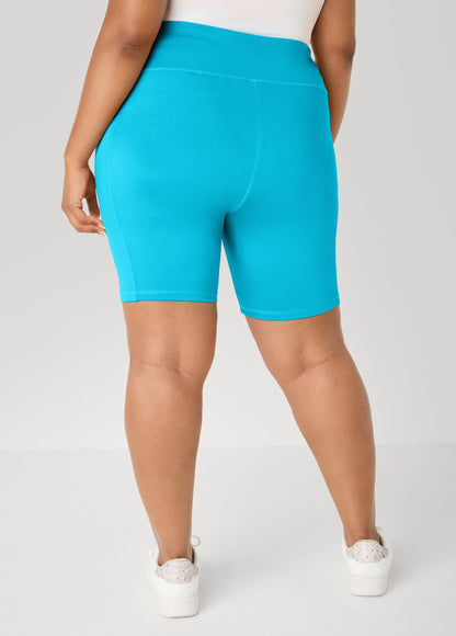 Ashley Stewart Phone Pocket Biker Shorts Caribbean Sea