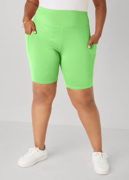 Ashley Stewart Phone Pocket Biker Shorts Caribbean Sea