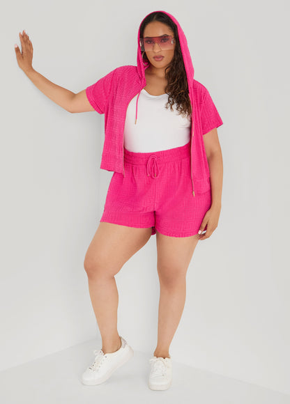 Ashley Stewart Drawstring Jacquard Shorts Beetroot Purple