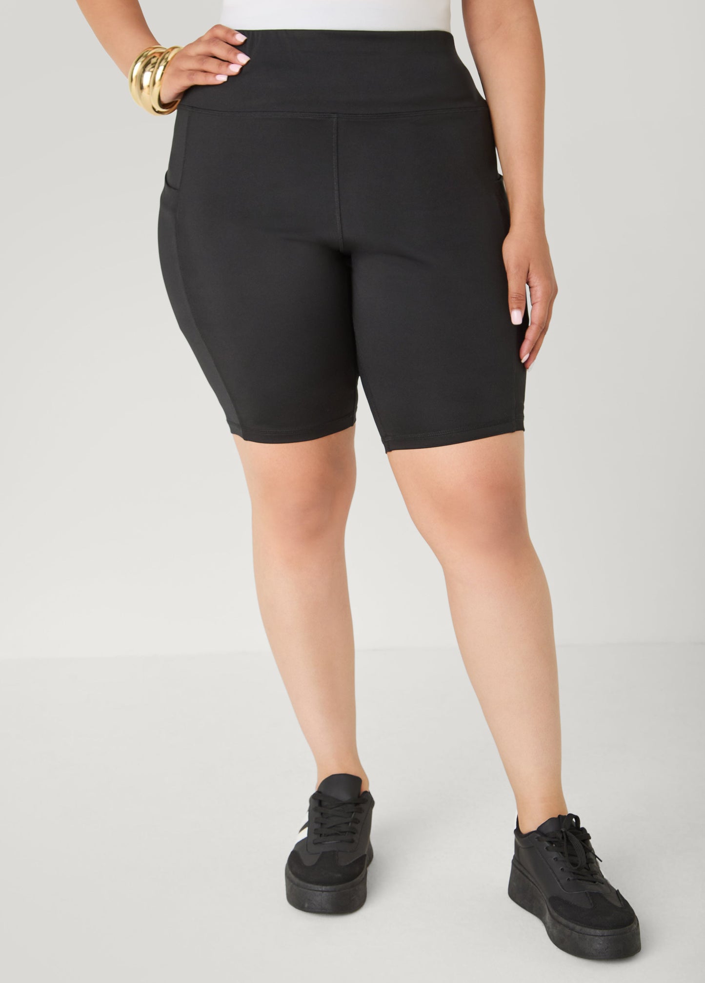 Ashley Stewart Cell Phone Pocket Biker Shorts Black