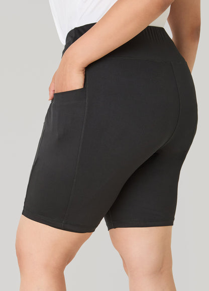 Ashley Stewart Cell Phone Pocket Biker Shorts Black