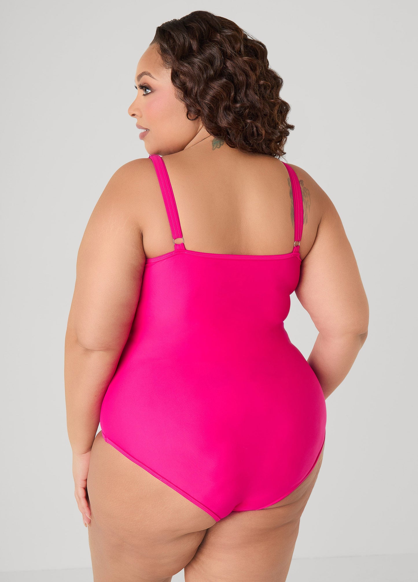 Ashley Stewart Zip Front Swimsuit Beetroot Purple