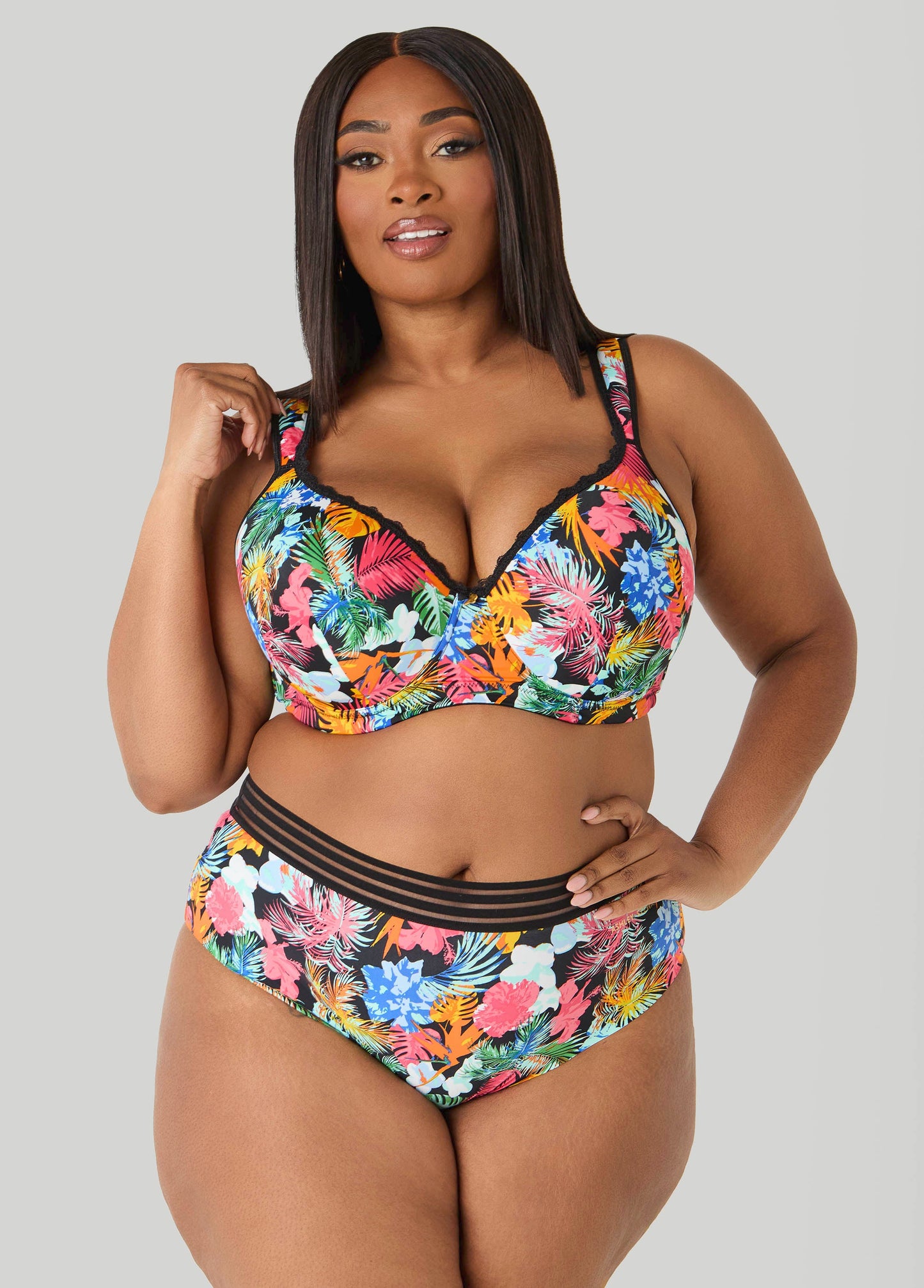 Ashley Stewart Tropical Full Coverage Butterfly Bra Multi