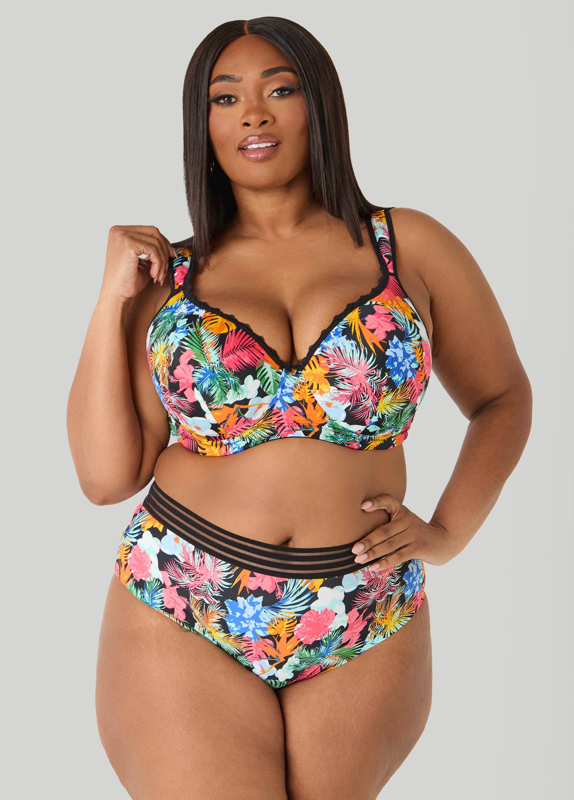 Ashley Stewart Tropical Full Coverage Butterfly Bra Multi