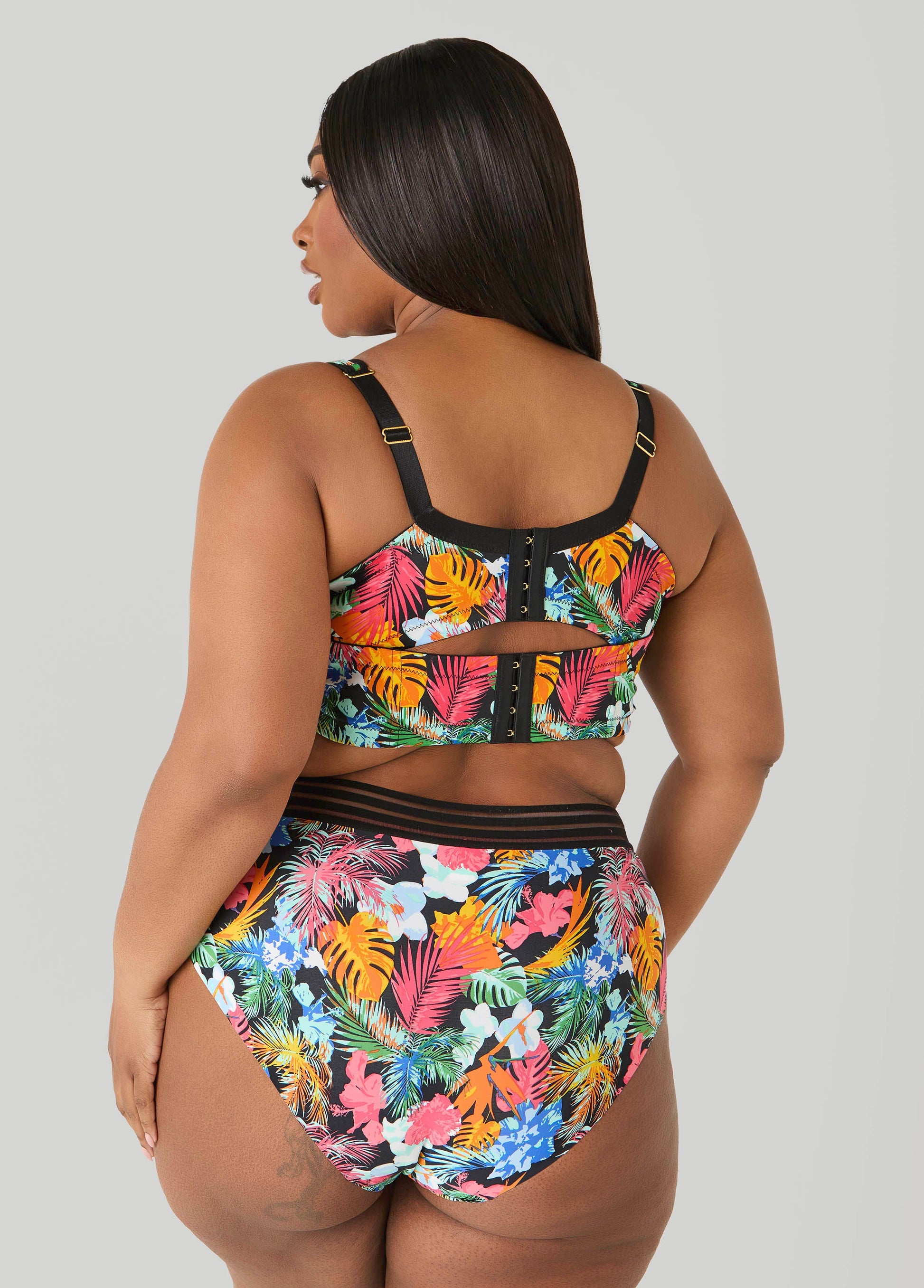 Ashley Stewart Tropical Full Coverage Butterfly Bra Multi