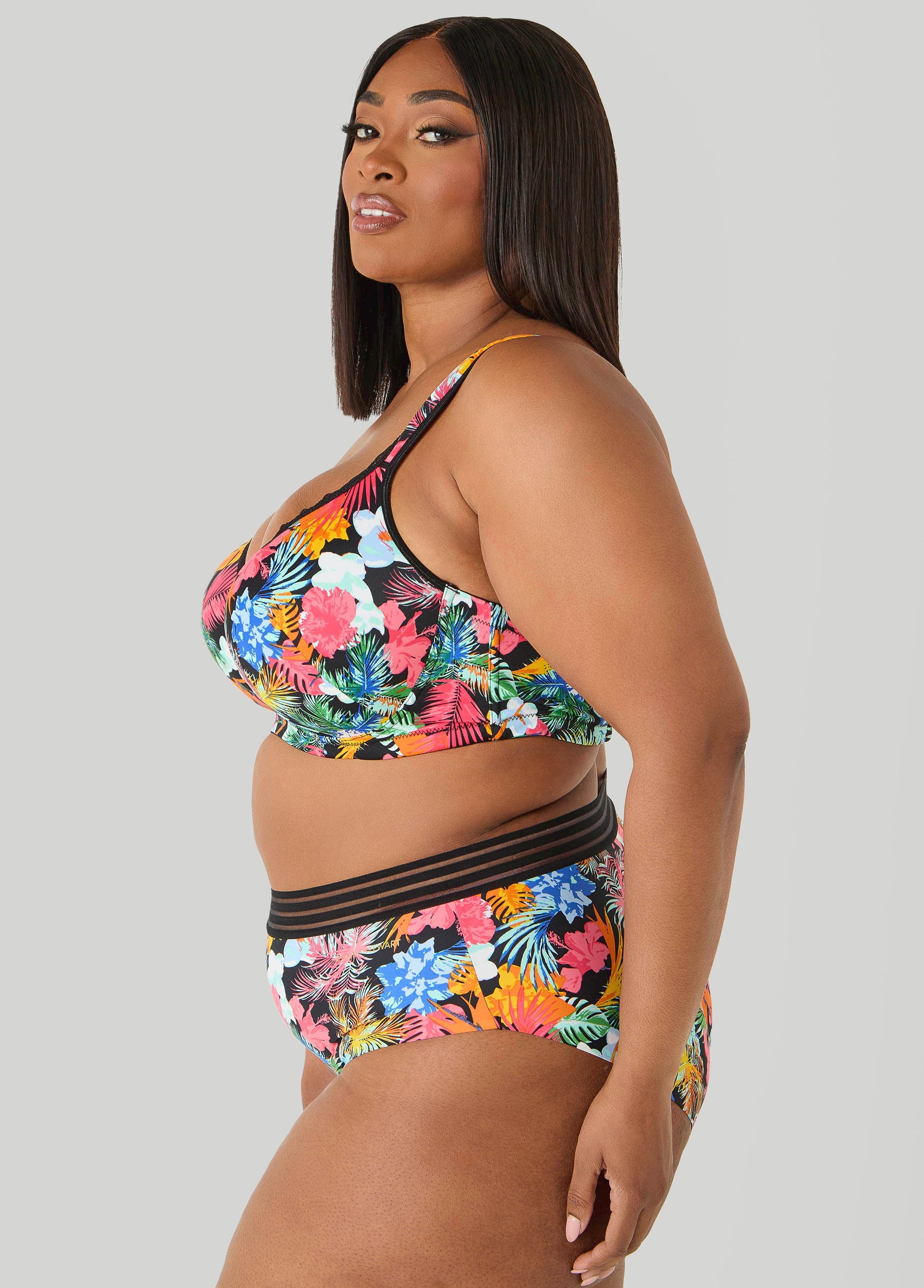 Ashley Stewart Tropical Full Coverage Butterfly Bra Multi