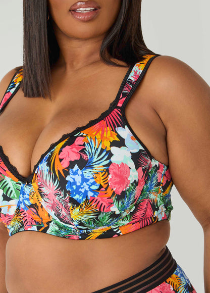 Ashley Stewart Tropical Full Coverage Butterfly Bra Multi