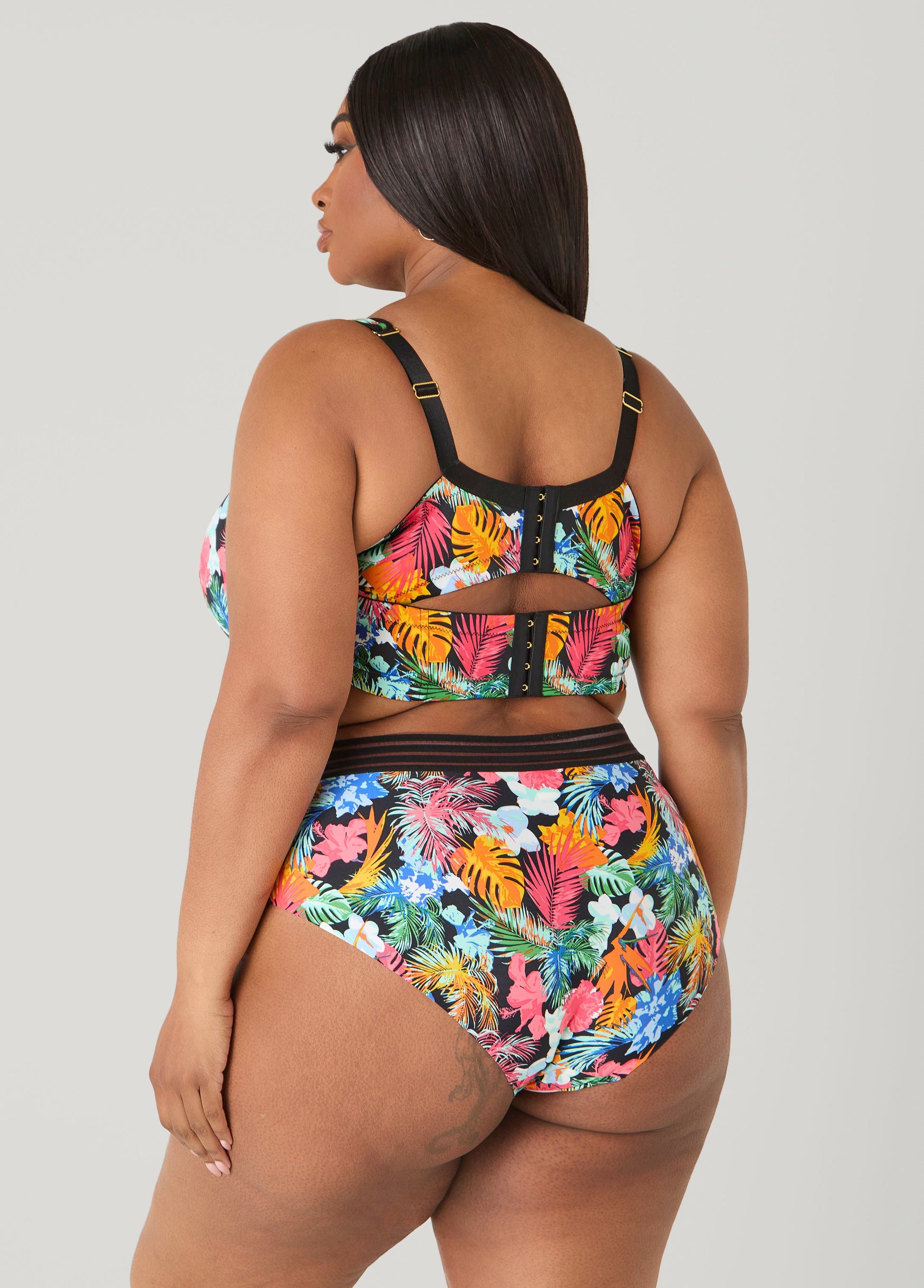 Ashley Stewart Tropical Sheer Waist Briefs Multi