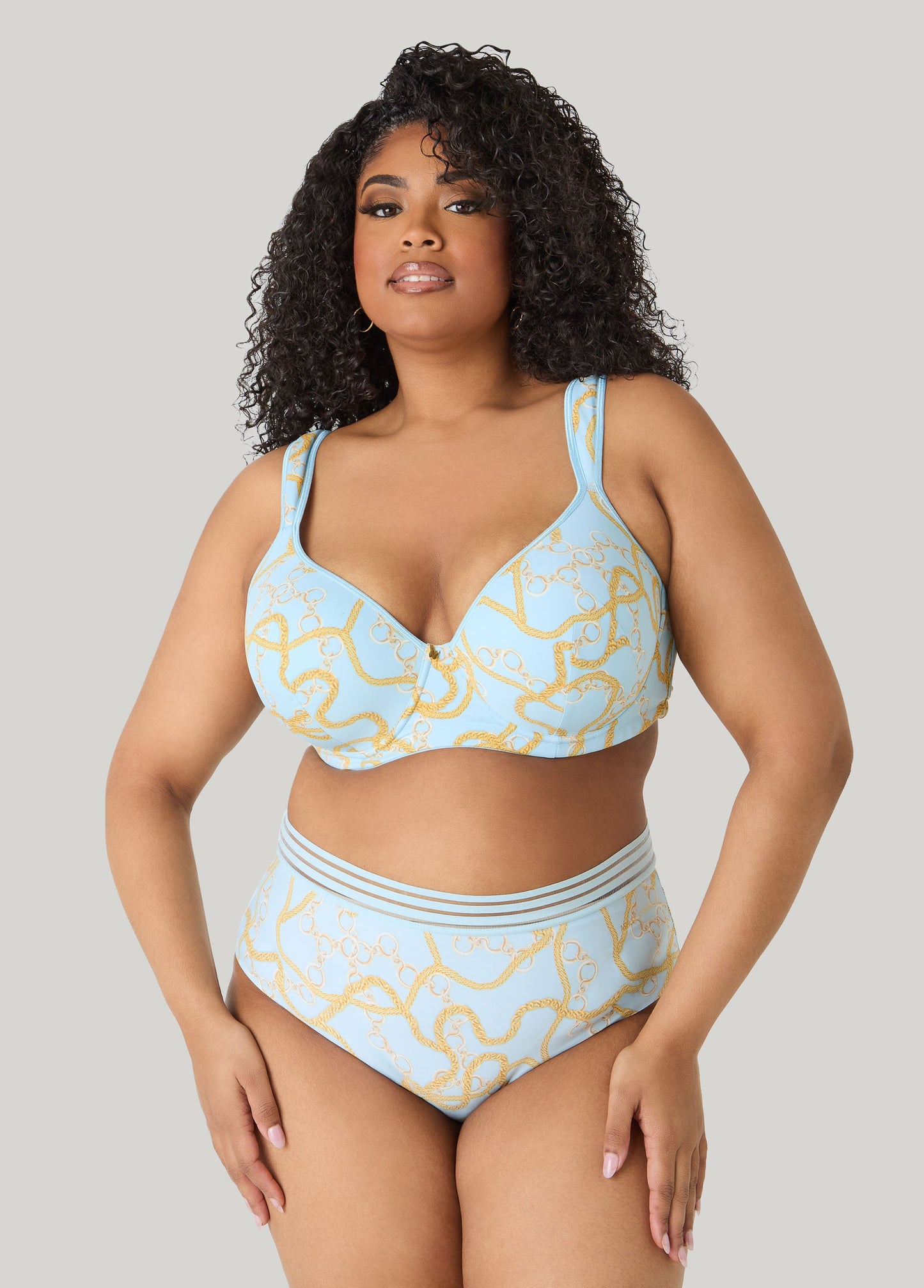 Ashley Stewart Chain Print Plunge Butterfly Bra Multi