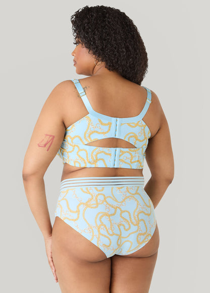Ashley Stewart Chain Print Sheer Waist Briefs Multi