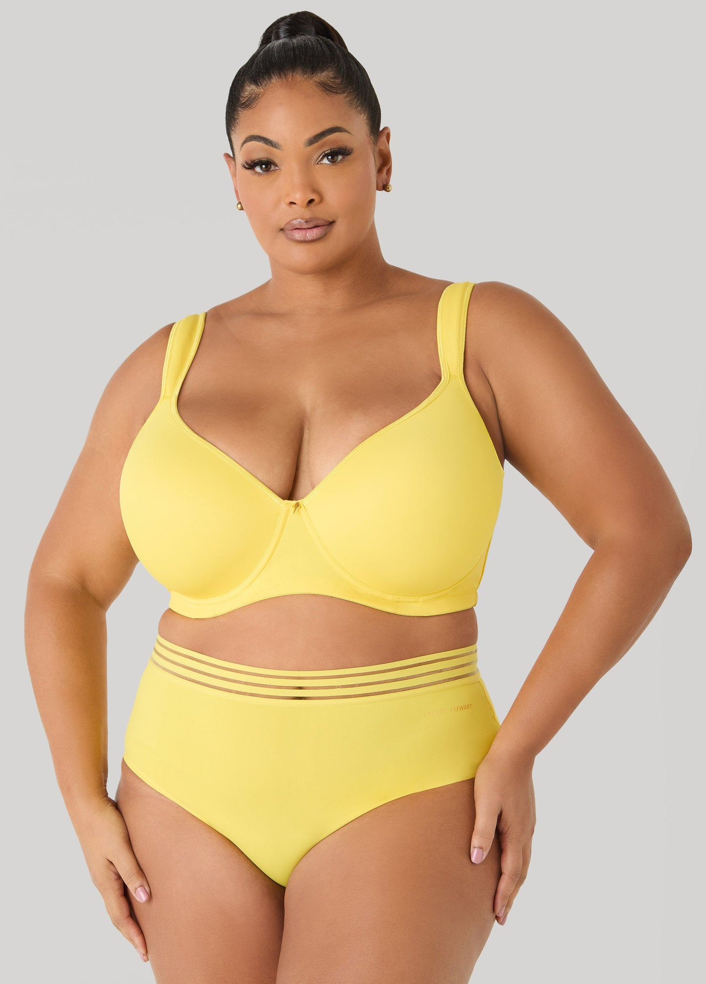 Ashley Stewart Plunge Smoothing Butterfly Bra Maize