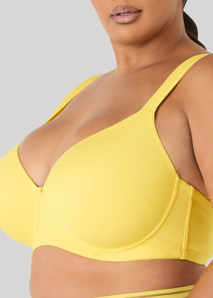 Ashley Stewart Plunge Smoothing Butterfly Bra Maize