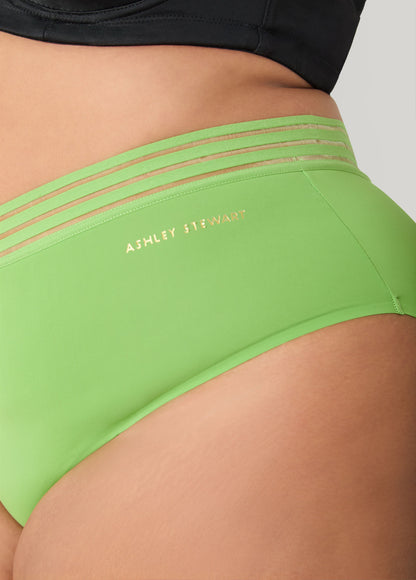 Ashley Stewart Sheer Waist Microfiber Briefs Bright Pink