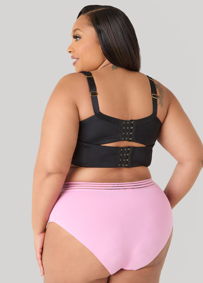 Ashley Stewart Sheer Waist Microfiber Briefs Bright Pink