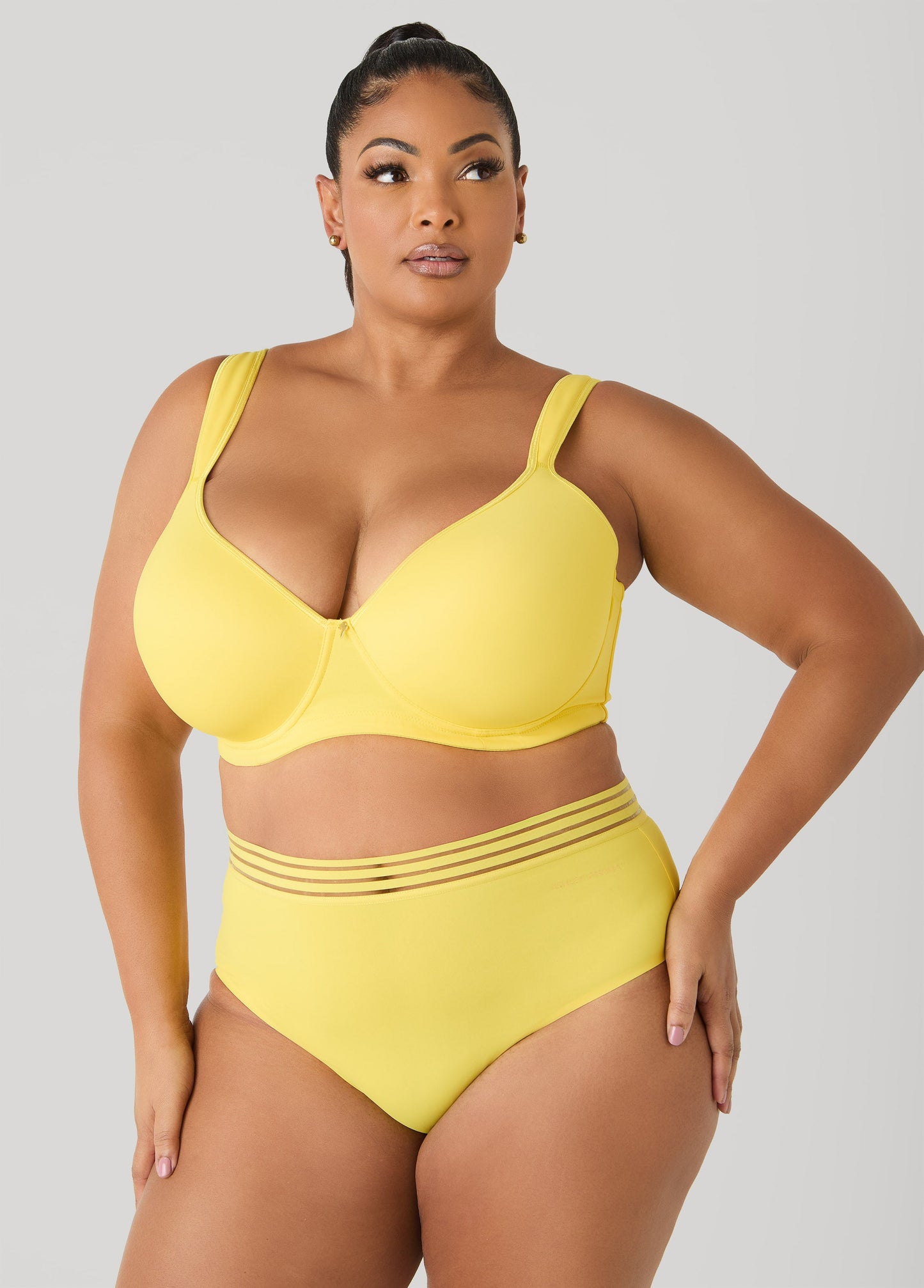 Ashley Stewart Sheer Waist Microfiber Briefs Bright Pink