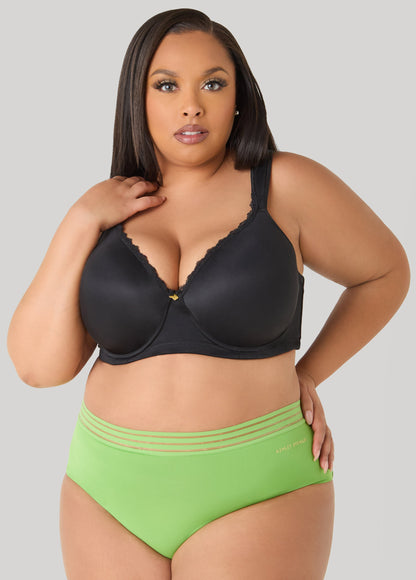 Ashley Stewart Sheer Waist Microfiber Briefs Bright Pink
