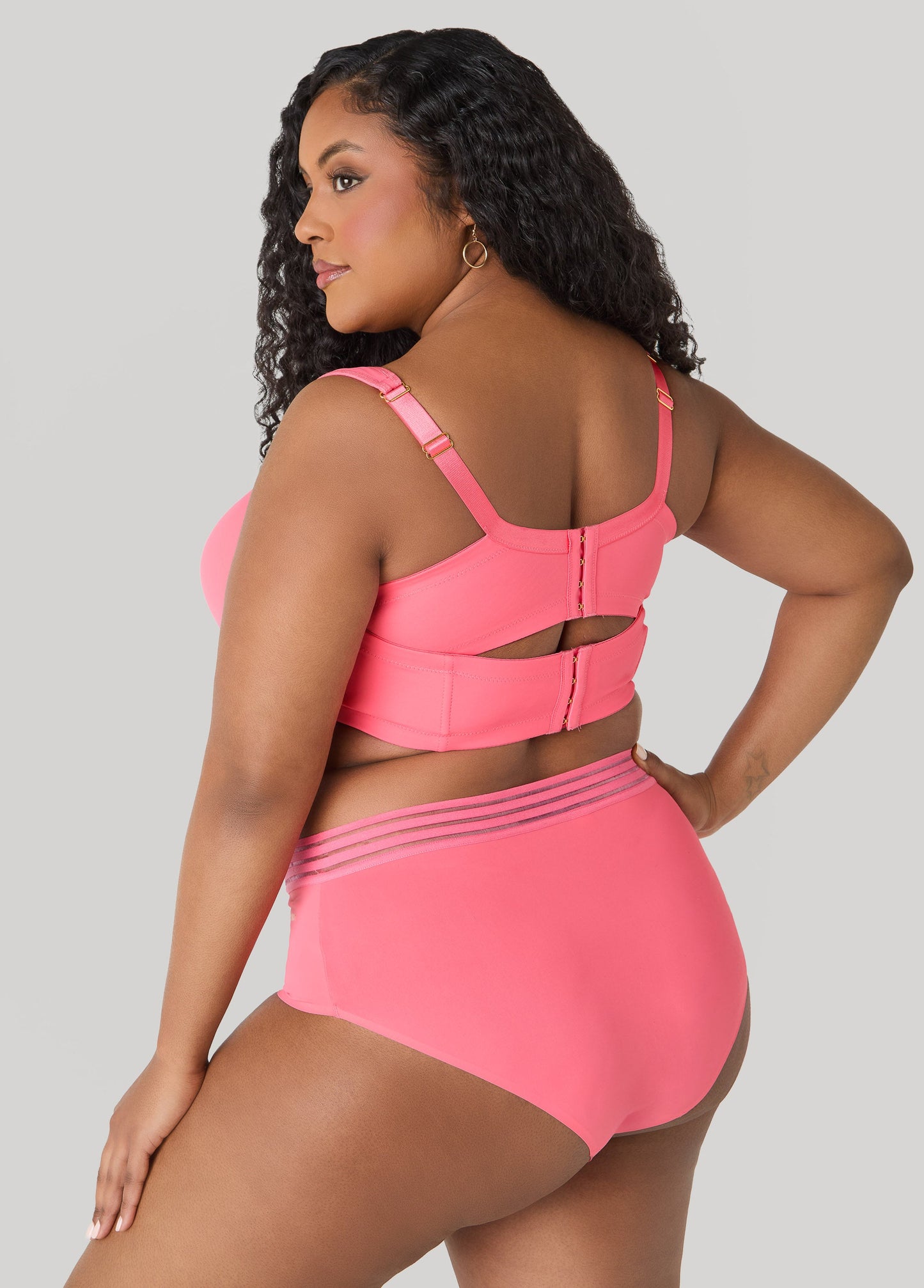 Ashley Stewart Lace Trimmed Full Coverage Butterfly Bra Calypso Coral