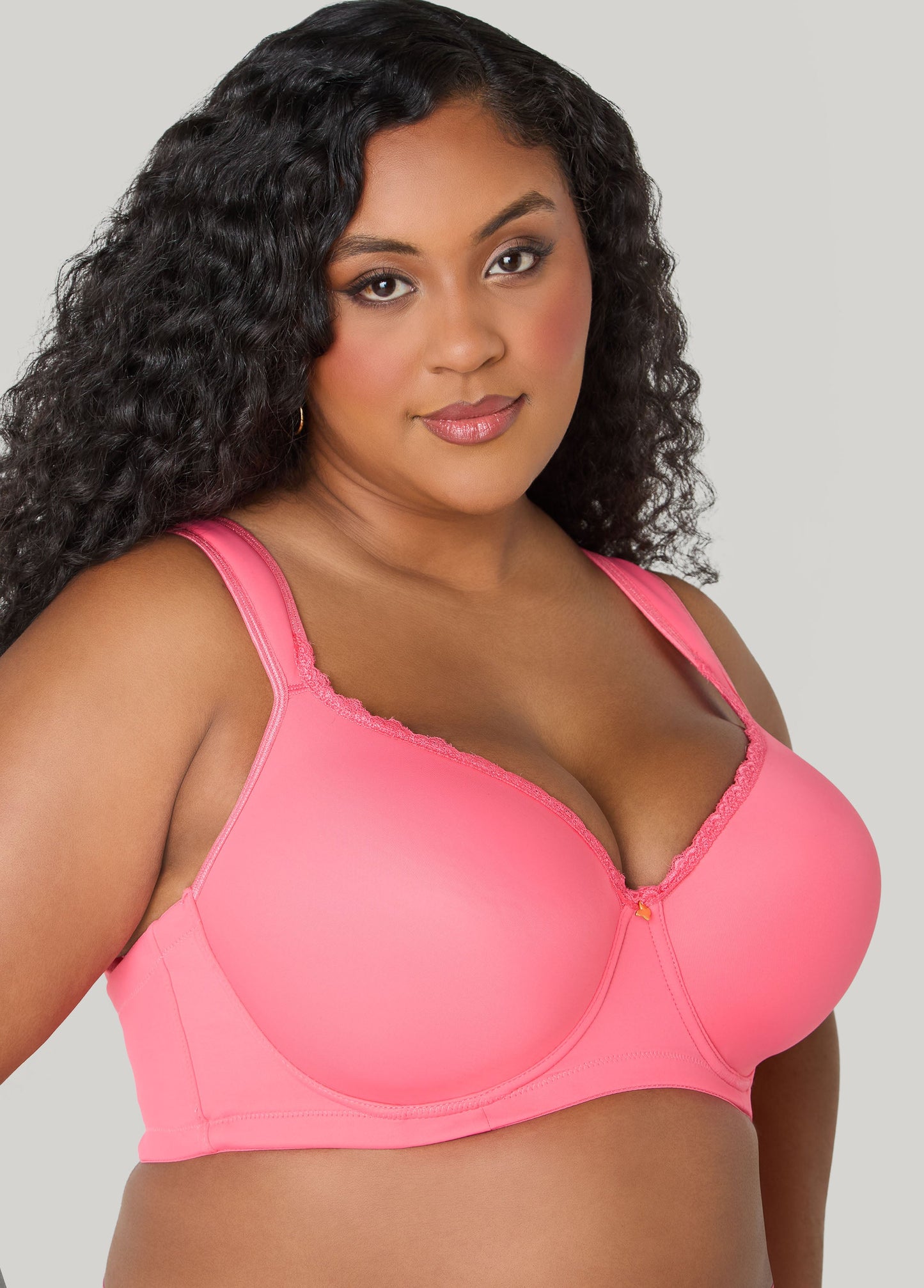 Ashley Stewart Lace Trimmed Full Coverage Butterfly Bra Calypso Coral