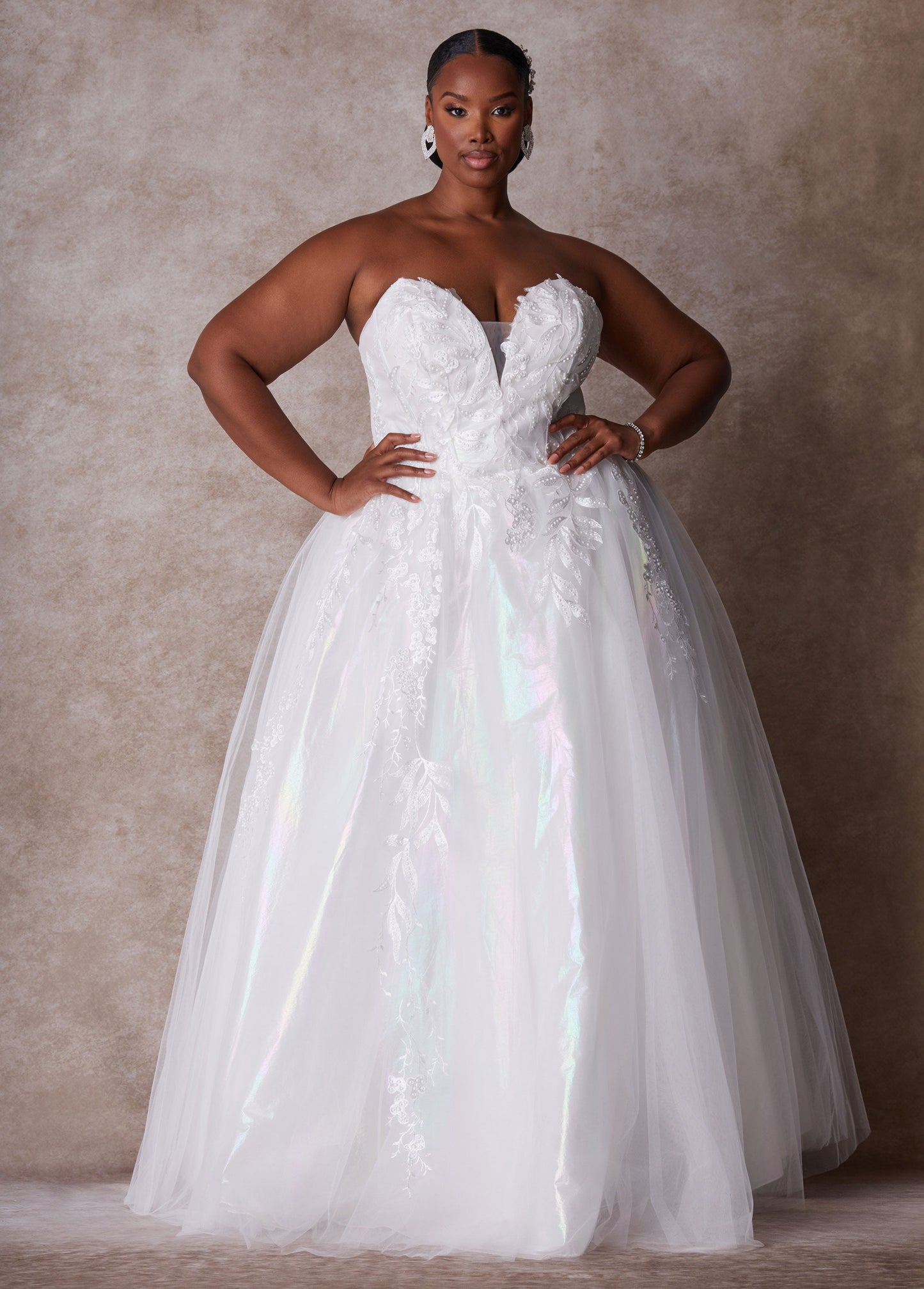 Ashley Stewart Plus Size Princess Wedding Gown Plus Size Strapless Bridal Gown Egret