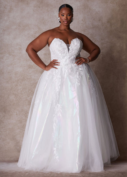 Ashley Stewart Plus Size Princess Wedding Gown Plus Size Strapless Bridal Gown Egret
