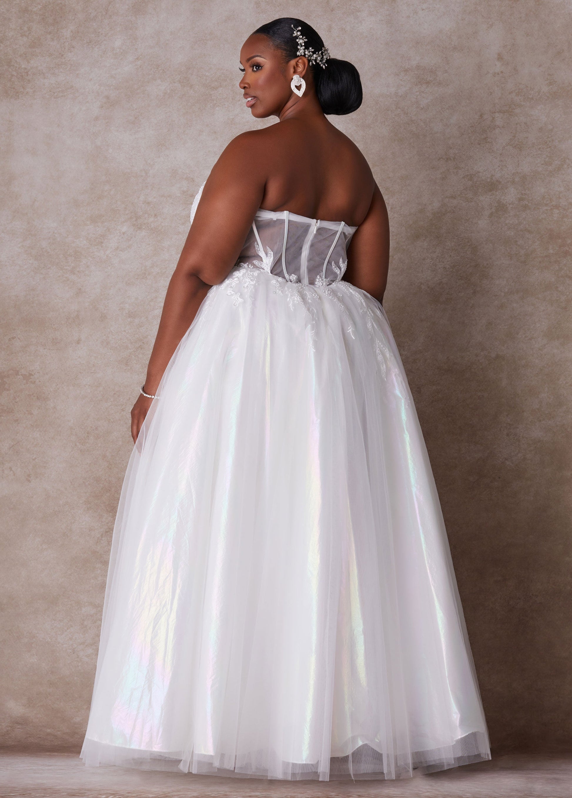 Ashley Stewart Plus Size Princess Wedding Gown Plus Size Strapless Bridal Gown Egret