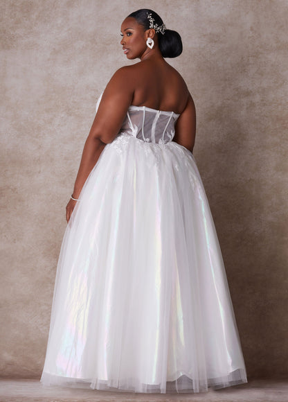 Ashley Stewart Plus Size Princess Wedding Gown Plus Size Strapless Bridal Gown Egret