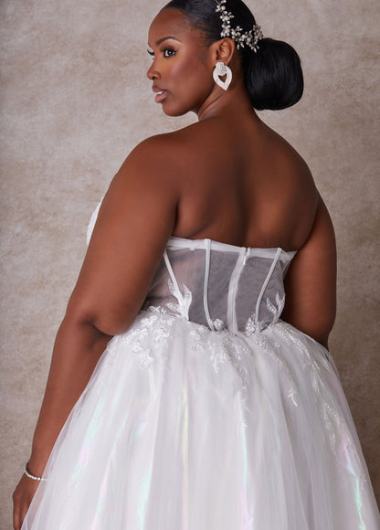 Ashley Stewart Plus Size Princess Wedding Gown Plus Size Strapless Bridal Gown Egret