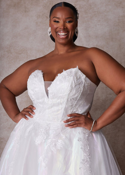 Ashley Stewart Plus Size Princess Wedding Gown Plus Size Strapless Bridal Gown Egret