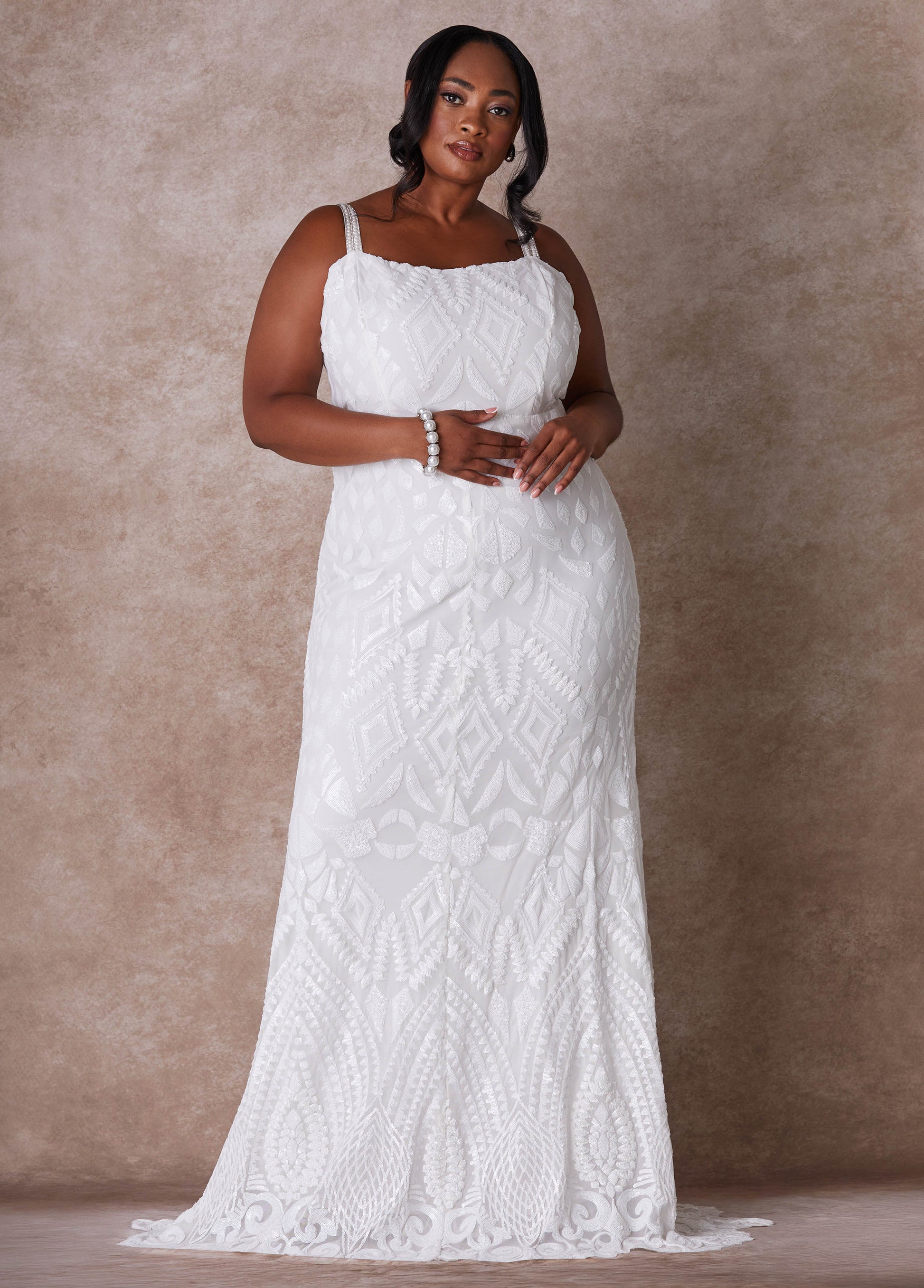 Ashley Stewart The Jasmine Wedding Gown Egret