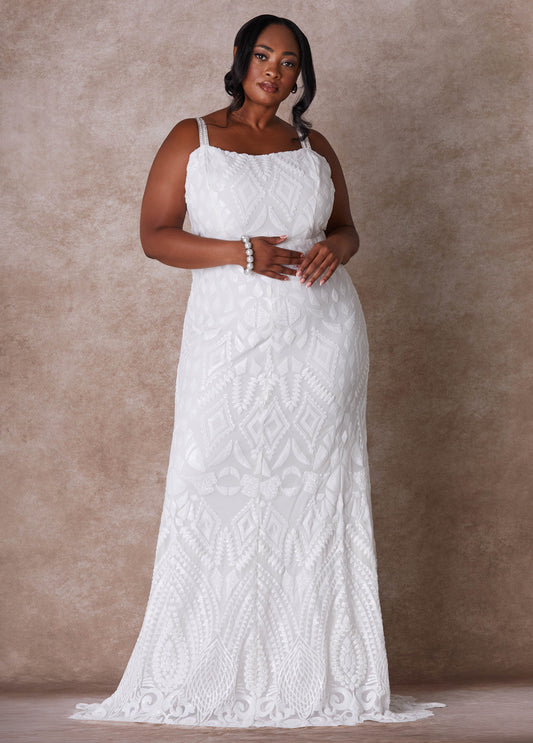 Ashley Stewart The Jasmine Wedding Gown Egret