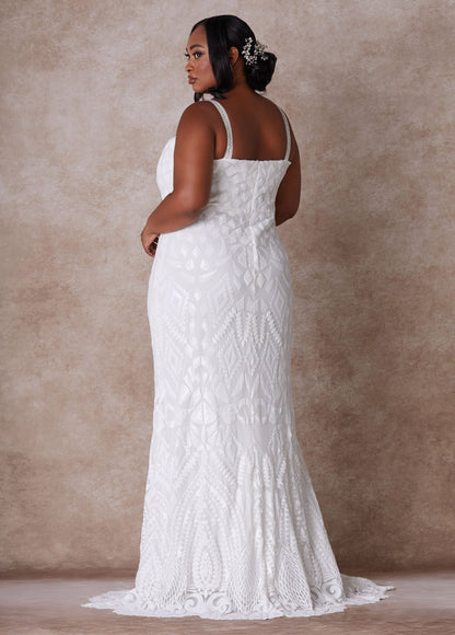 Ashley Stewart The Jasmine Wedding Gown Egret