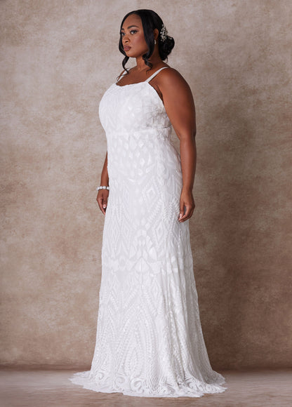 Ashley Stewart The Jasmine Wedding Gown Egret