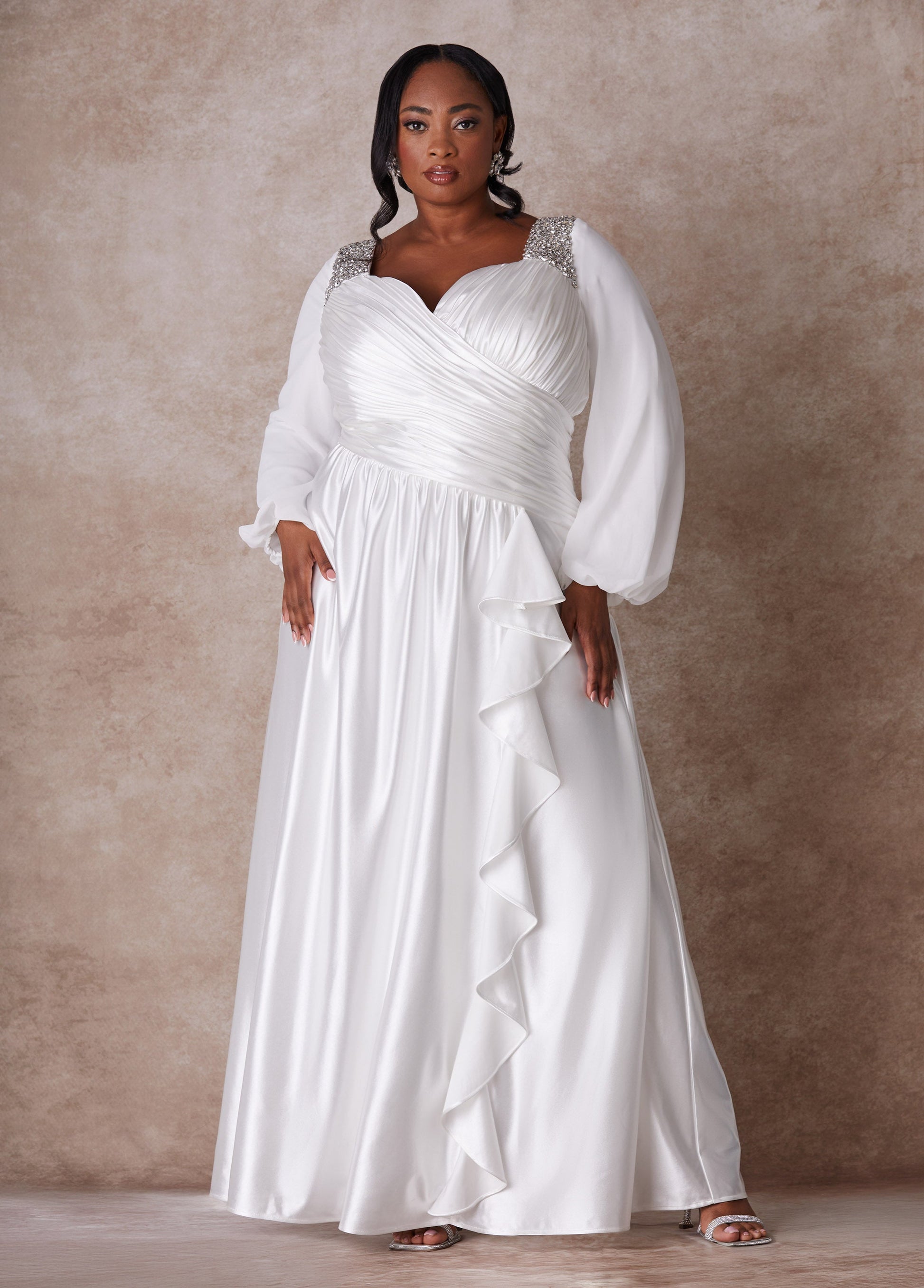Ashley Stewart Plus Size Wedding Gown Plus Size Sheath Gown Plus Size Bridal Fashion White