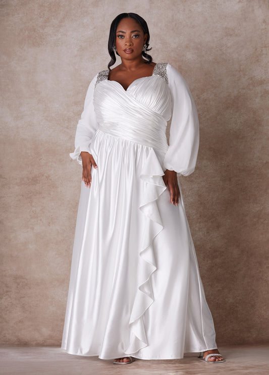 Ashley Stewart Plus Size Wedding Gown Plus Size Sheath Gown Plus Size Bridal Fashion White