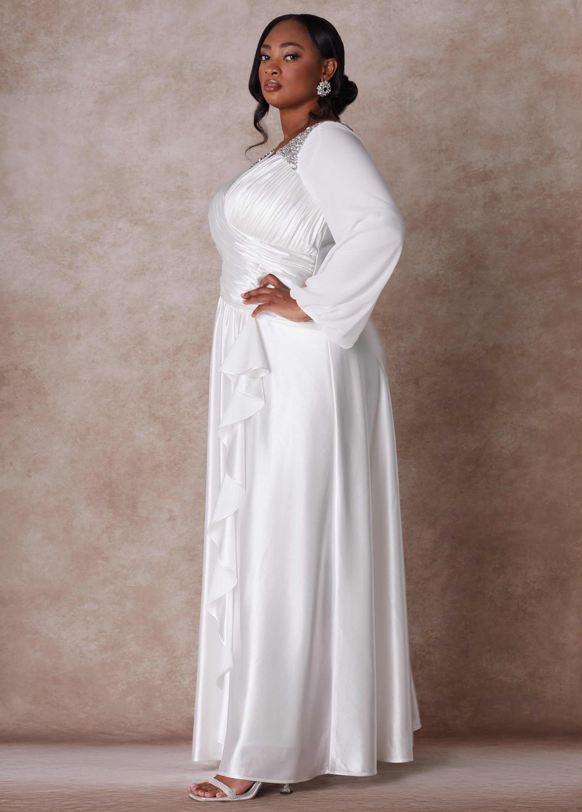 Ashley Stewart Plus Size Wedding Gown Plus Size Sheath Gown Plus Size Bridal Fashion White