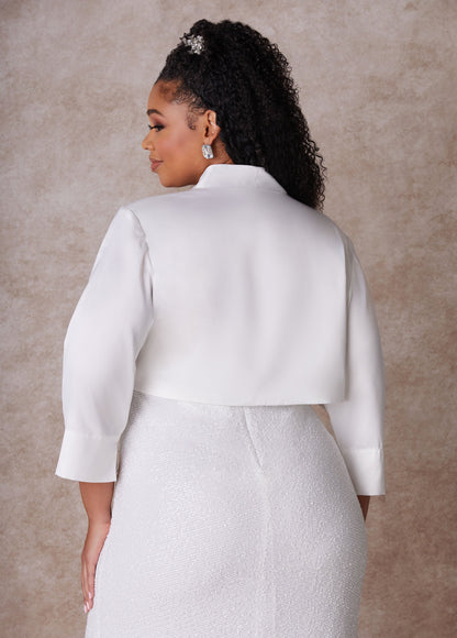 Ashley Stewart Plus Size Bridal Bolero Wedding Jacket Plus Size Bridal Fashion White