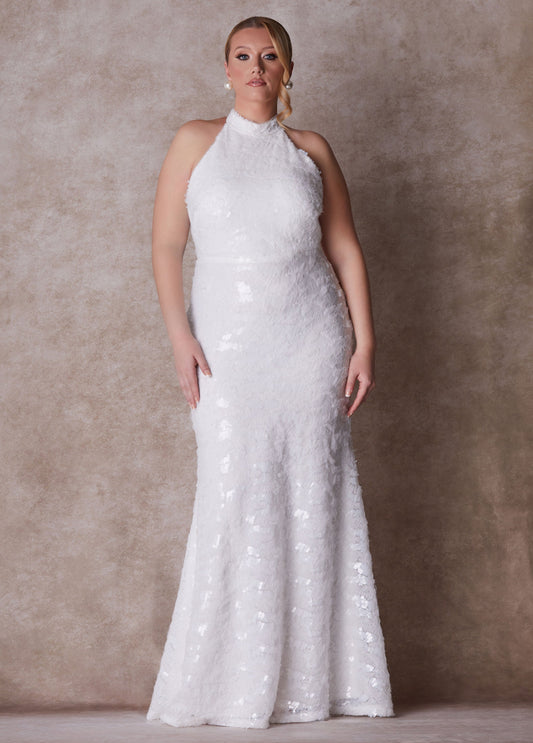 Ashley Stewart Plus Size Wedding Gown Form Fitting Gown Plus Size Bridal Fashion Egret