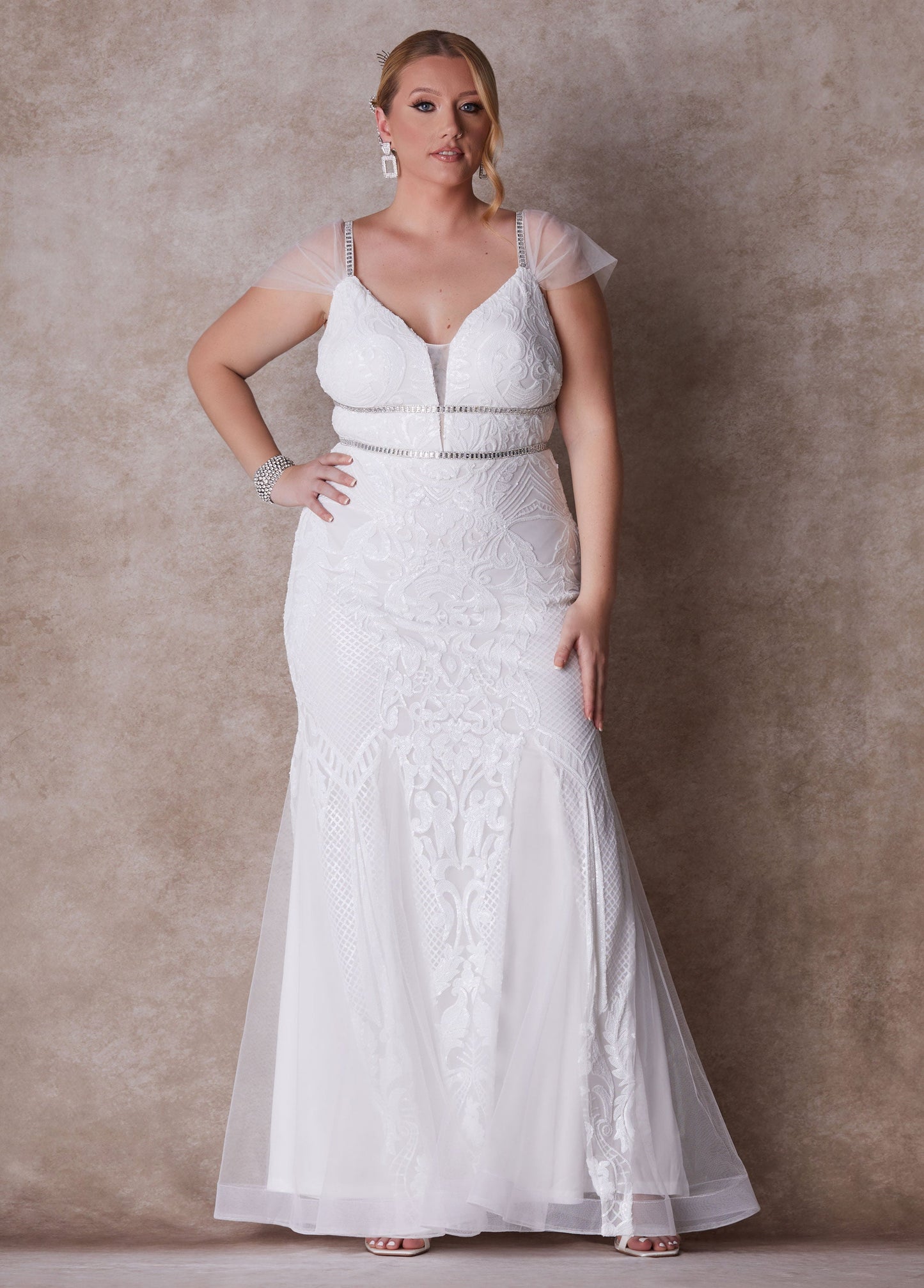 Ashley Stewart Plus Size Wedding Fitted Gown Bridal Gown Plus Size Bridal Fashion Egret