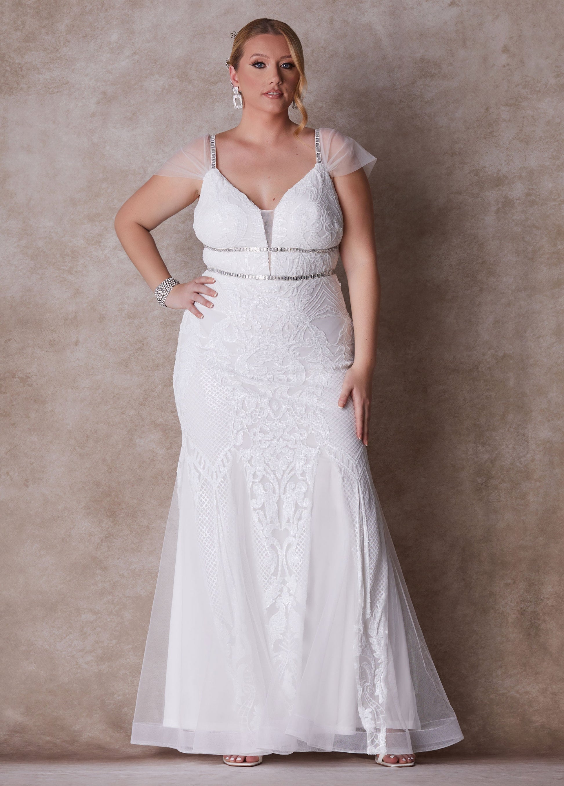 Ashley Stewart Plus Size Wedding Fitted Gown Bridal Gown Plus Size Bridal Fashion Egret
