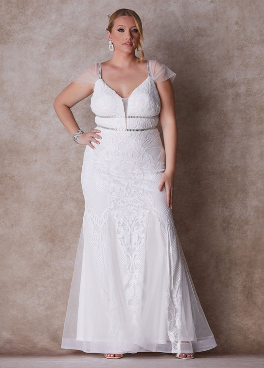 Ashley Stewart Plus Size Wedding Fitted Gown Bridal Gown Plus Size Bridal Fashion Egret