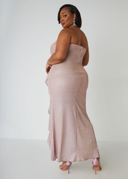 Ashley Stewart Plus Size Metallic Bridesmaid Gown Plus Size Bridal Fashion Champagne