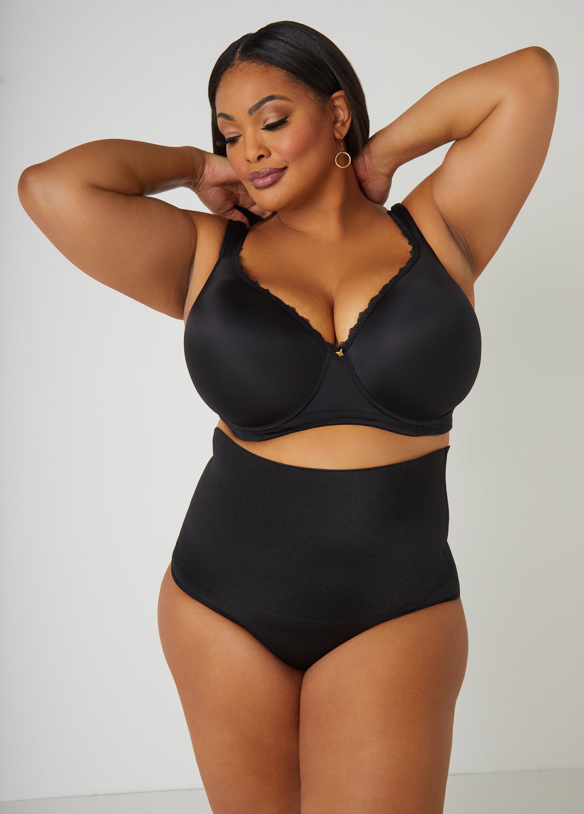 Ashley Stewart Lace Trim Full Coverage Butterfly Bra Black