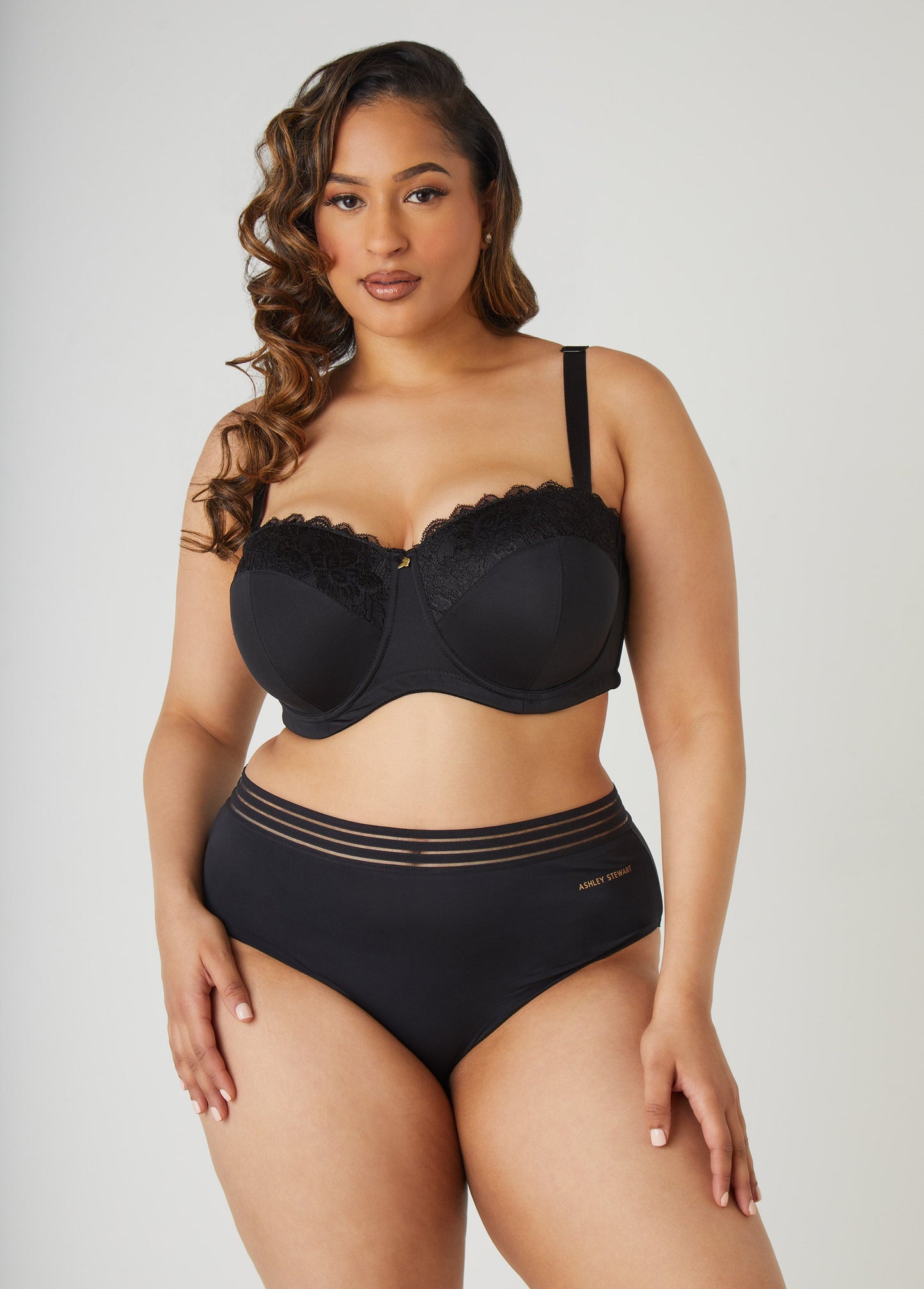 Ashley Stewart Six Way Convertible Lace Butterfly Bra Black