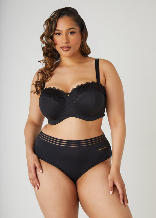 Ashley Stewart Six Way Convertible Lace Butterfly Bra Black