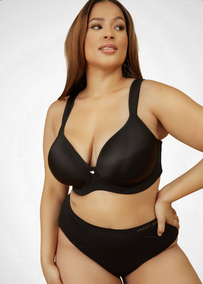 Ashley Stewart Smoothing Plunge Butterfly Bra Black