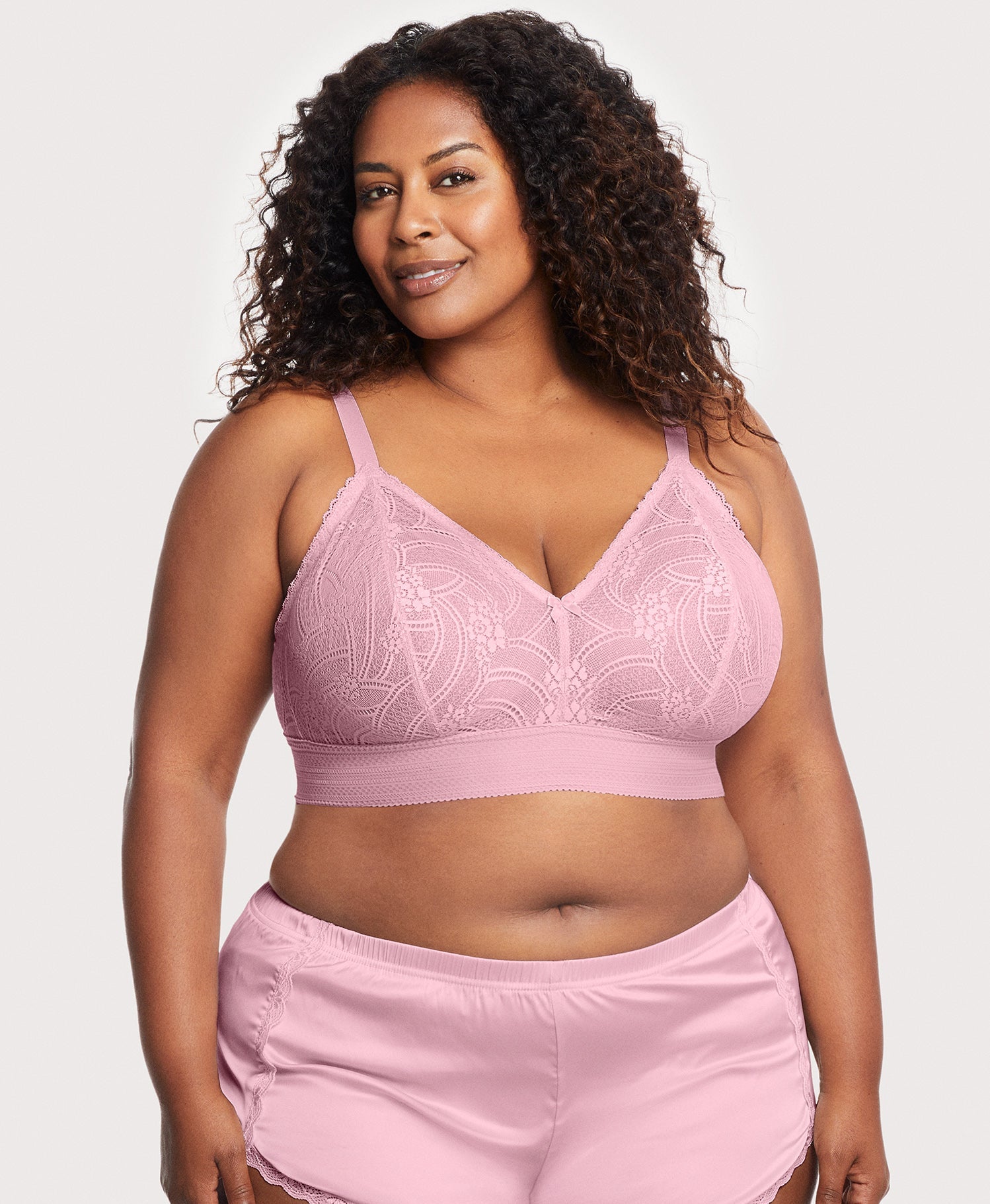 Ashley Stewart Bramour Gramercy Triangle Lace Bralette Mauve