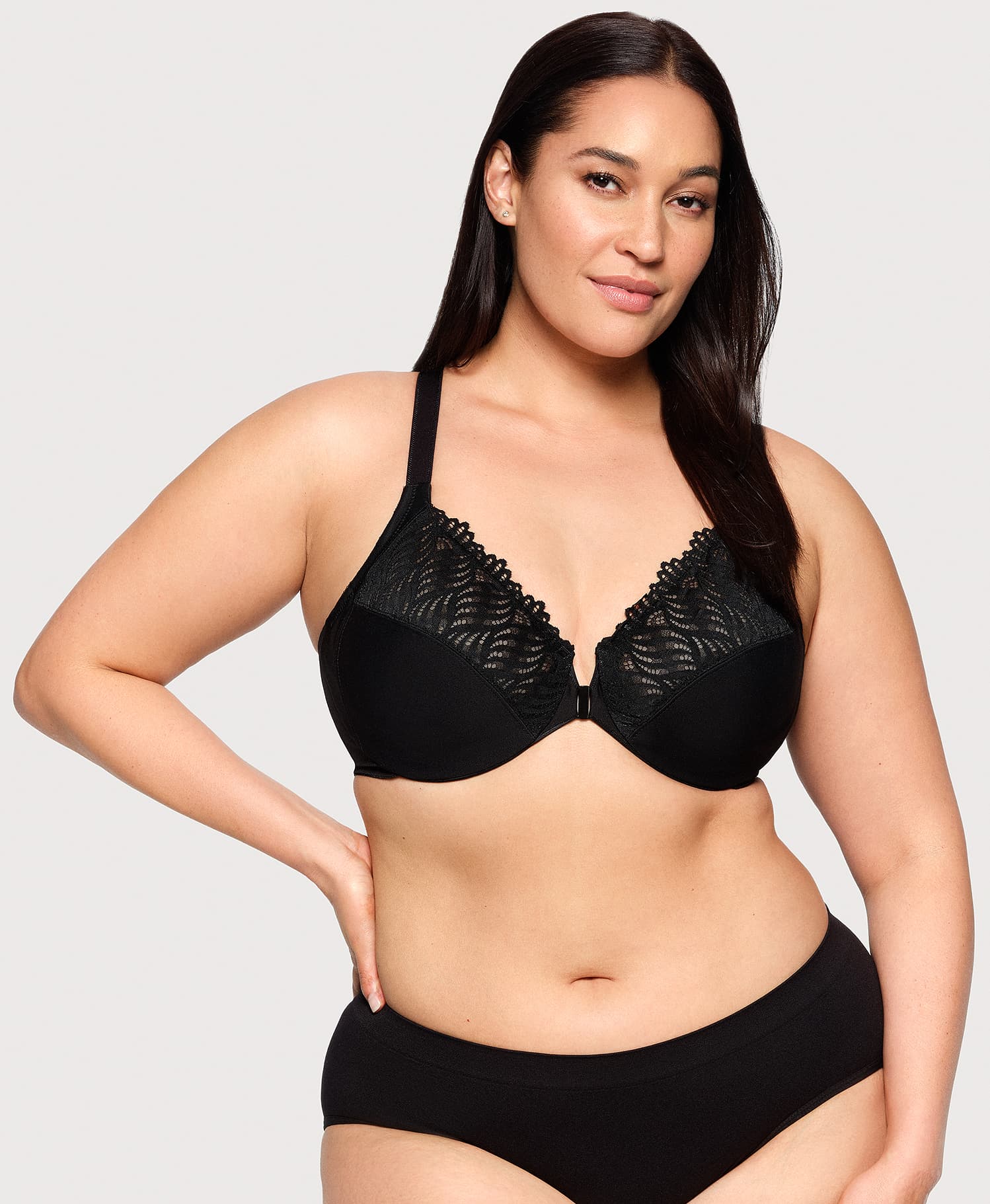 Ashley Stewart WonderWire® Front Hook T Back Bra Black
