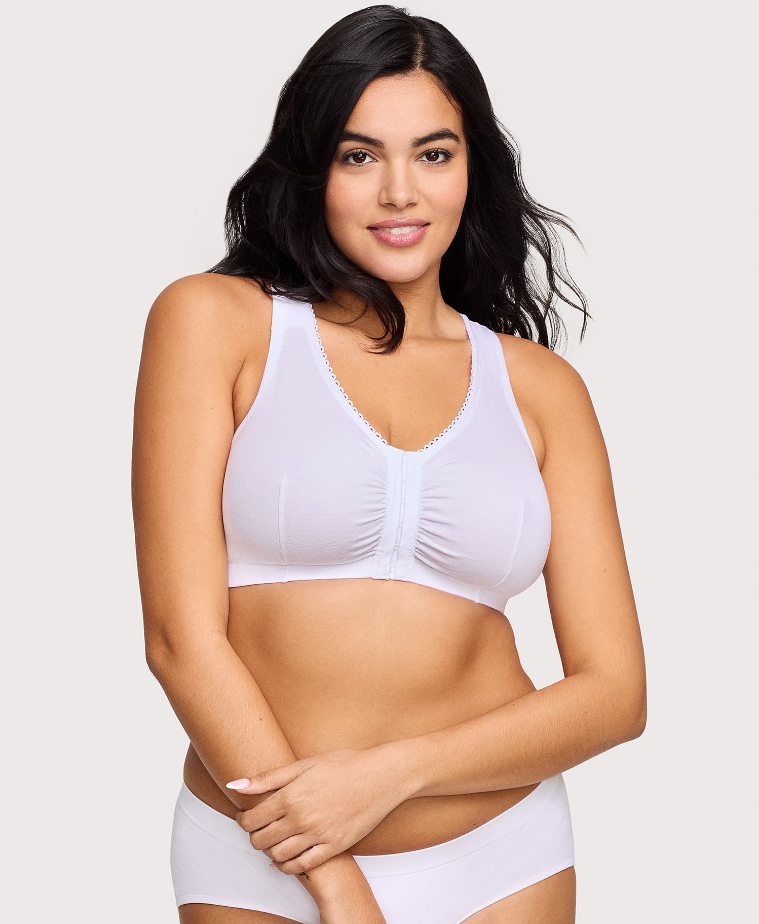 Ashley Stewart Lace Paneled T Back Comfort Bra White